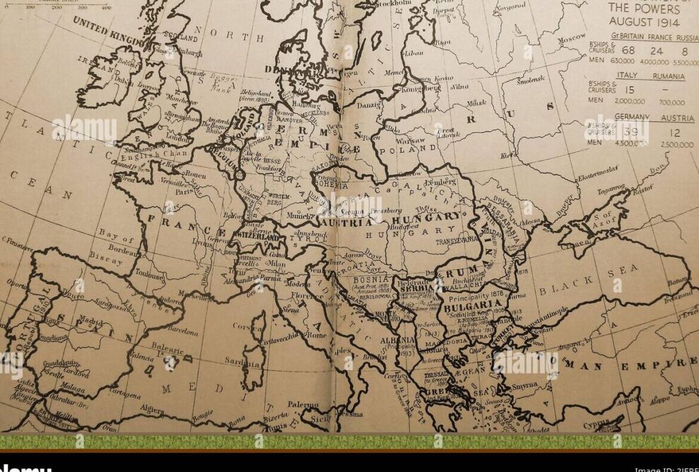 El mapa de Europa en 1914: fronteras y conflictos antes de la Primera Guerra Mundial