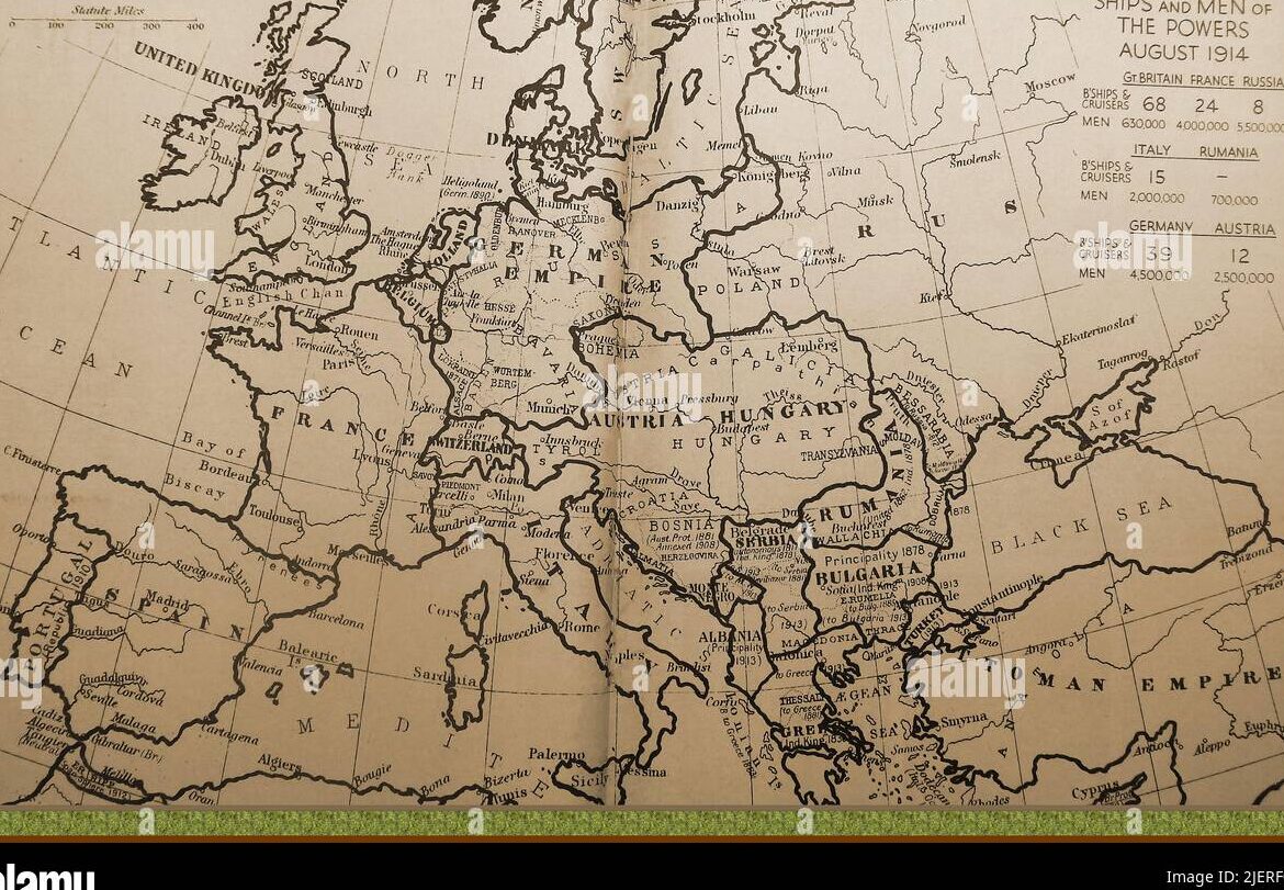El mapa de Europa en 1914: fronteras y conflictos antes de la Primera Guerra Mundial