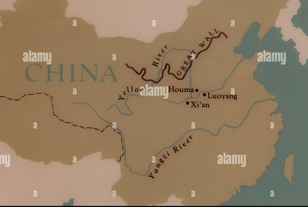 Localización de la Gran Muralla China en el mapa mundial.