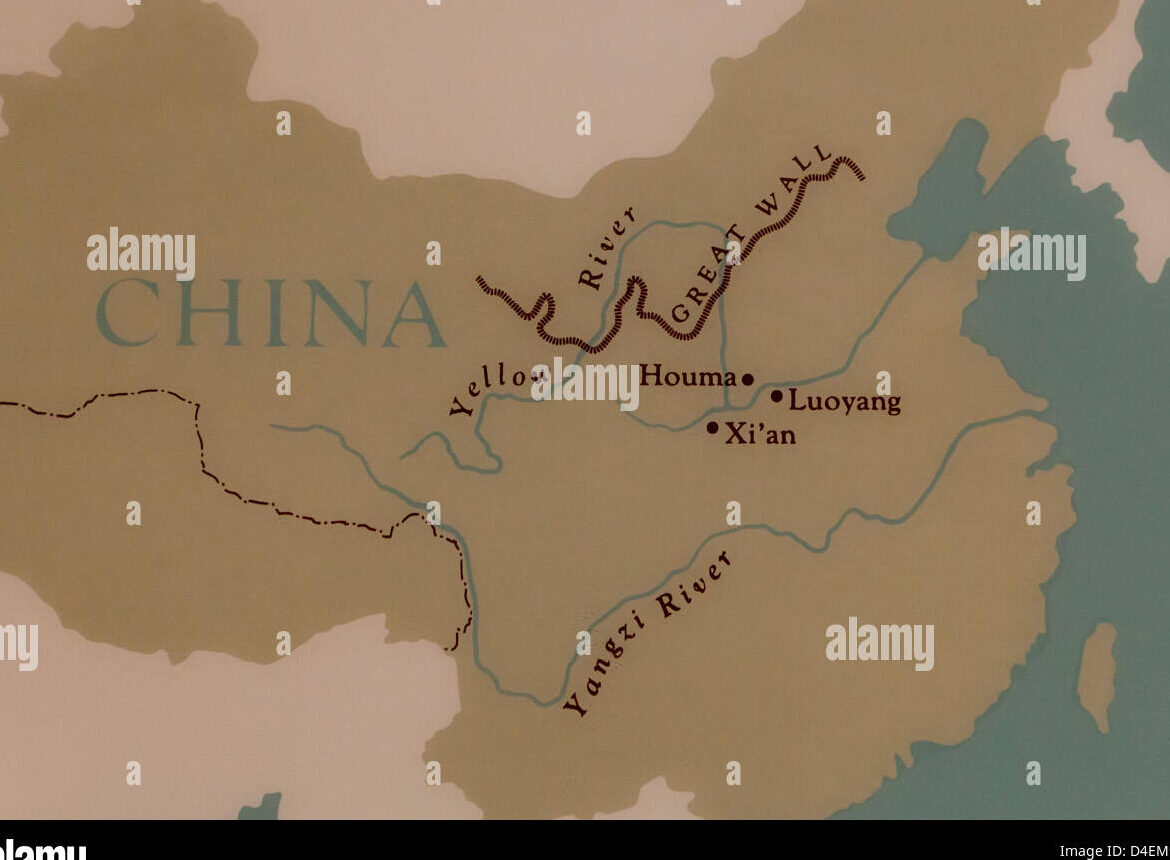 Localización de la Gran Muralla China en el mapa mundial.