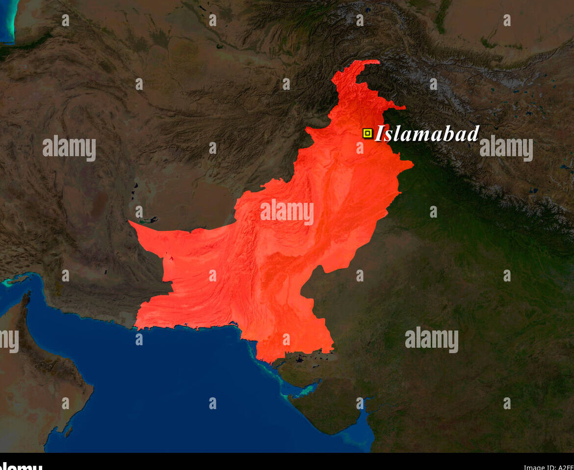 Ubicación geográfica de Pakistán en el mapa mundial